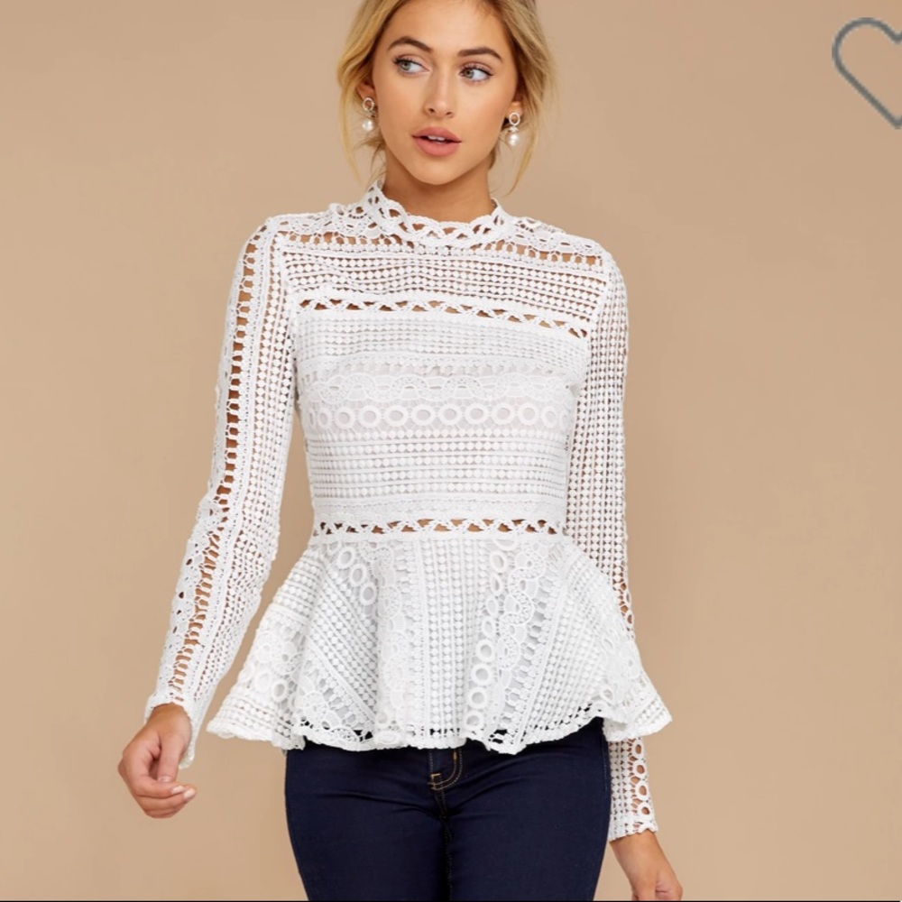 Red Dress Boutique white lace peplum top